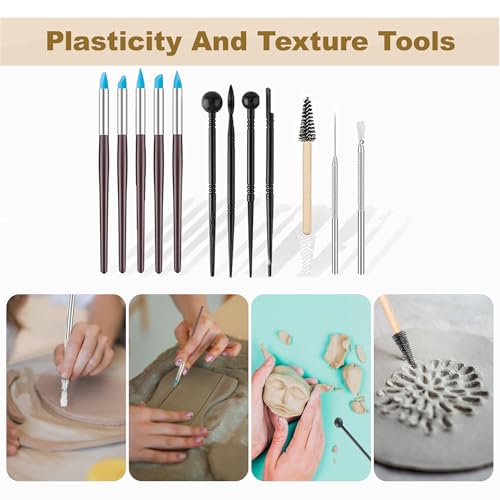 CeeVian Pottery Sculpting Tools Set 43PCS Clay Carving Tools - color: Wood-43PCS
