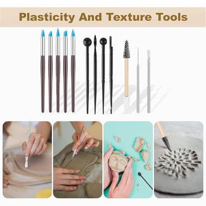 CeeVian Pottery Sculpting Tools Set 43PCS Clay Carving Tools - color: Wood-43PCS
