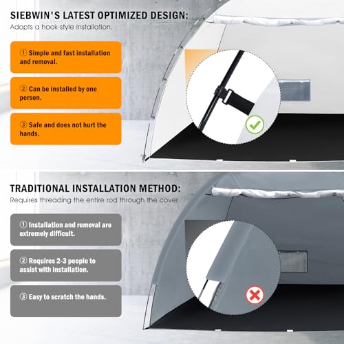 Siebwin 10x6x6.5ft Spray Paint Tent, Mesh Screen & Windproof Hooks, White - color: White, size: 10 ft x 6 ft x 6.5 ft