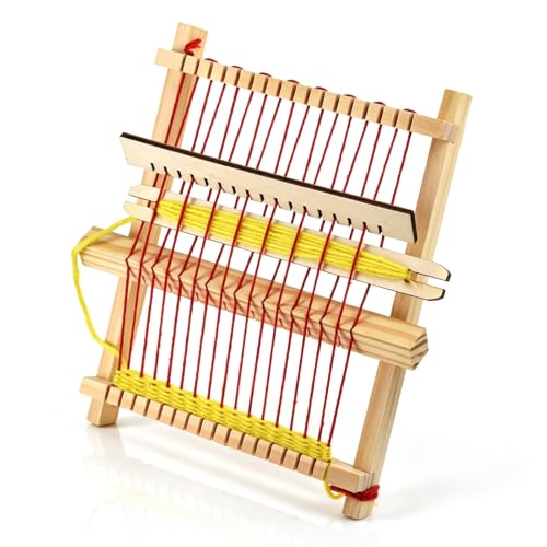 Cyrank 4pcs Weaving Loom Kit, Small Wooden Weaving Loom for Beginners Wooden DIY Rectangle Multi-Craft for Adults Lovers