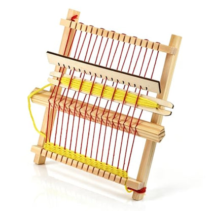 Cyrank 4pcs Weaving Loom Kit, Small Wooden Weaving Loom for Beginners Wooden DIY Rectangle Multi-Craft for Adults Lovers