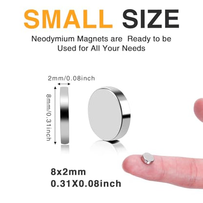 TRYMAG 80Pcs Small Round Magnets, 8x2mm Refrigerator Magnet - size: 8x2mm-80Pcs