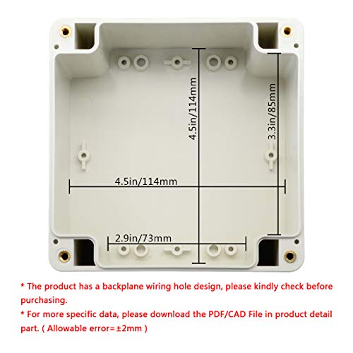 LeMotech ABS Plastic Junction Box Dustproof Waterproof IP65 Electrical Enclosure Box Universal Project Enclosure Grey with PC Transparent Clear Cover 4.7 x4.7 x3.5 inch(120 x 120 x 90 mm) - size: 4.7"x4.7"x3.5"