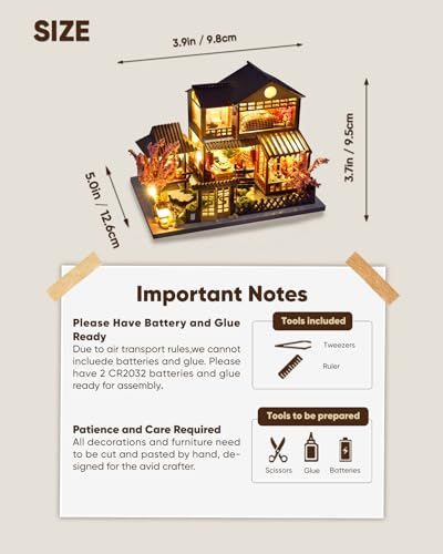 DIY Japanese Miniature House Kit Dollhouse Kit for Adults to Build - color: Japanese Garden House
