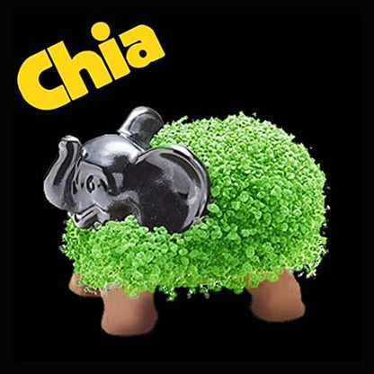 Chia Pet Elephant with Seed Pack, Decorative Pottery Planter, Easy to Do and Fun to Grow, Novelty Gift, Perfect for Any Occasion - style: Elephant