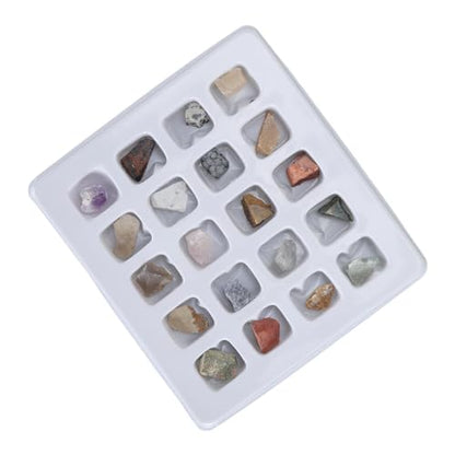 Rock Collection Kit, 20pcs Gems and Crystal Mineral Science Educational Kit with Identification Chart, Geology Learning Tool for Kids Adults Classroom Home Study (Original Rock Set 2)