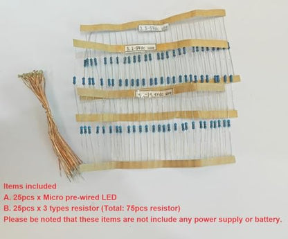 25pcs Pre-soldered Micro Litz Wired Leads Warm White SMD Led 0603 + Muti-Resistor New - color: (2)Warm White, size: 25pcs