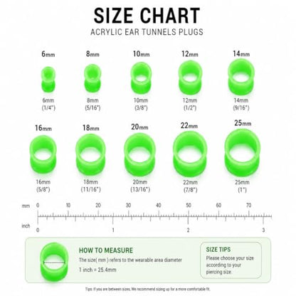 Oyaface 20 PCS Piercing Tunnel Set Soft/Hard Silicone Flesh Ear Plugs 2g-25mm Flexible Ear Stretching Gauge Expander - color: Green