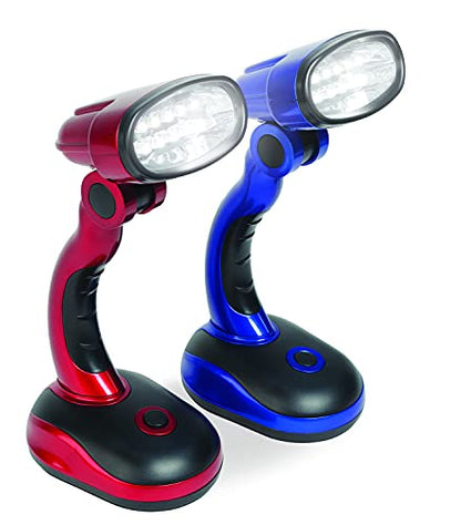 IdeaWorks Jobar International (Set/2) LED Desk Lamps with Pivoting Heads and Handled Necks, Large, Red Blue - color: Red/Blue