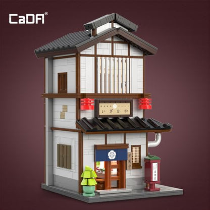 CaDA Master C66019W Japanese Style Yakitori Izakaya House Building Set,City Street Brick Kit with Lights, 1195PCS Modular House Idea Collect Gift for Adults - color: C66019w