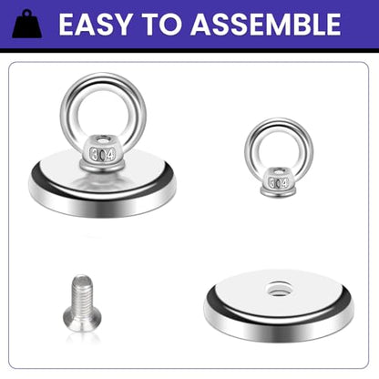 MIKEDE Strong Neodymium Fishing Magnets 12 Pack 100 lbs Pulling - size: 1.26"(32 mm)-100lbs