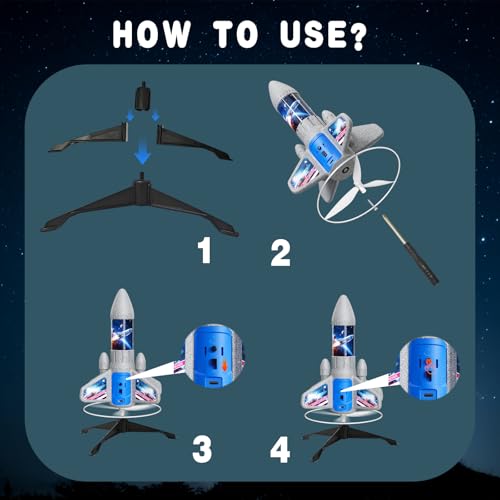 Rocket Launcher for Kids - 200 Ft of Flight Altitude, 2026 New Model Auto Electric Spinner Rocket Toys with Safe Parachute, Easter Birthday Gifts for Boys & Girls Age 6 7 9 10 11 12 8-13 Years Old - color: Universe-new