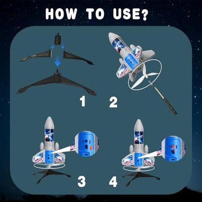 Rocket Launcher for Kids - 200 Ft of Flight Altitude, 2026 New Model Auto Electric Spinner Rocket Toys with Safe Parachute, Easter Birthday Gifts for Boys & Girls Age 6 7 9 10 11 12 8-13 Years Old - color: Universe-new