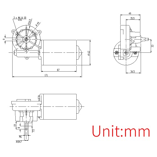High Torque 24V DC Electric Reversible Gear Motor 50 RPM Right Angle Thread Shaft for Volume Gate Garage Door - size: 24V, style: Right-Threaded Shaft