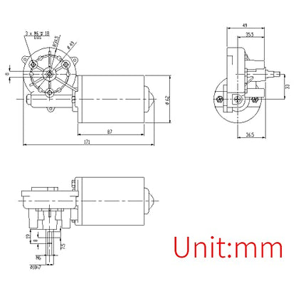 High Torque 24V DC Electric Reversible Gear Motor 50 RPM Right Angle Thread Shaft for Volume Gate Garage Door - size: 24V, style: Right-Threaded Shaft
