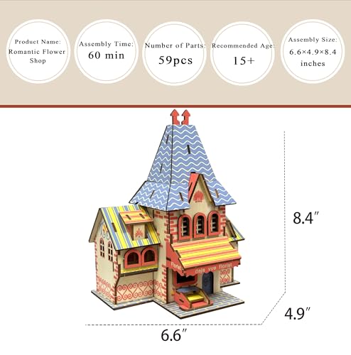 Log Cabin 3D Wooden House Puzzle,DIY Mini Building Model Kit，006 - color: 006