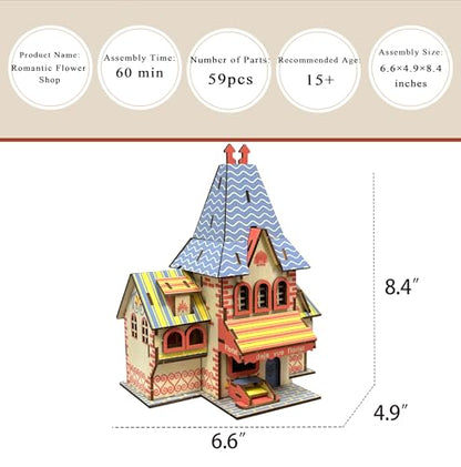Log Cabin 3D Wooden House Puzzle,DIY Mini Building Model Kit，006 - color: 006