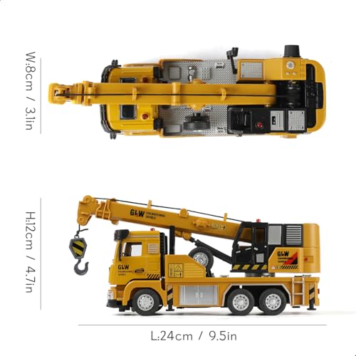 Crane Truck Toy with Telescopic and Metal Hook 360° Rotating Base 1/40