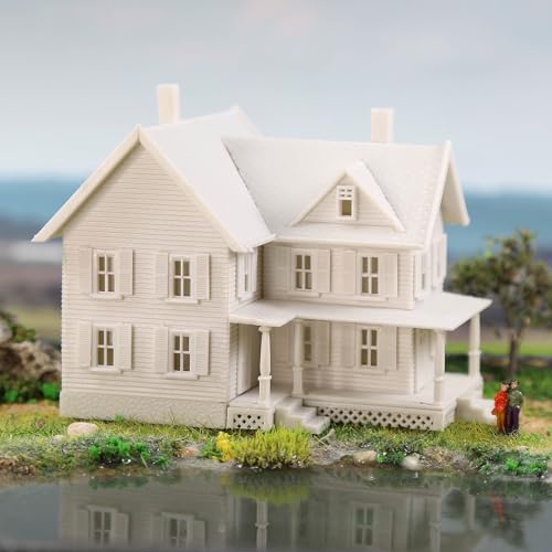 N Scale Model Village Two-Story House Kit Unassembled Christmas Building for Model Railroad JZN5871JJ