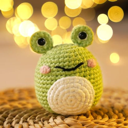 CrochetBox Frog Crochet Kit for Beginners, Easy Craft for Adults - color: Frog