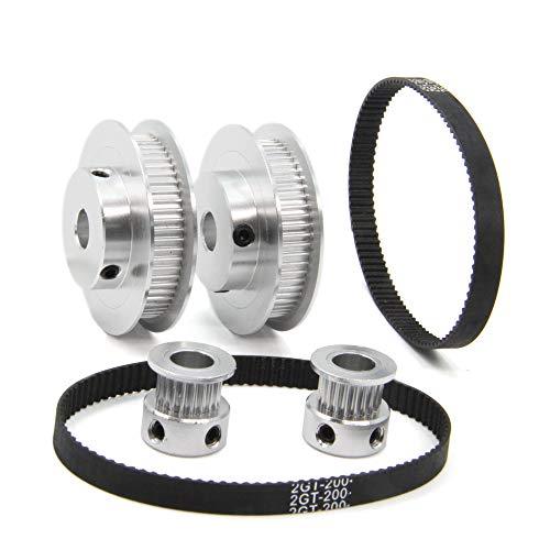 2PCS Set GT2 Synchronous Wheel 20&60 Teeth 8mm Bore Aluminum Timing Pulleys with 2PCS Length 200mm Width 6mm Belt (20-60T-8B-6) - style: 20-60T-8B-6