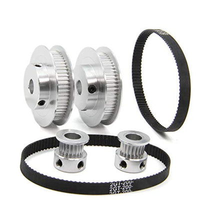 2PCS Set GT2 Synchronous Wheel 20&60 Teeth 8mm Bore Aluminum Timing Pulleys with 2PCS Length 200mm Width 6mm Belt (20-60T-8B-6) - style: 20-60T-8B-6