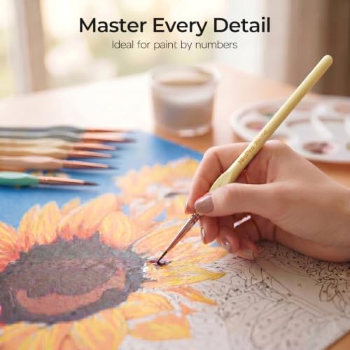 Nicpro 10PCS Paint By Numbers Brushes, Micro Fine Detail Paint Brush Set - size: 10 PCS