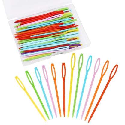 Lunarm Plastic Needles 50pcs Plastic Sewing Needles for Yarn 2 Sizes - size: 2.76 inches and 3.54 inches