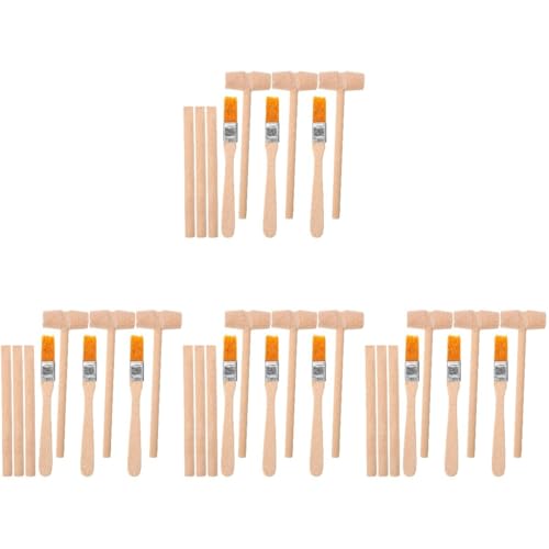 BESTonZON Dinosaur Excavation Toy Kit for Kids 12 Wooden Hammers 3 Chisels 3 Brushes Stem Science Learning Tools for Digging Blocks and Pretend Play 5.51 X 1.57 X 3.14 in