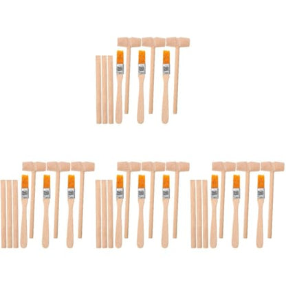 BESTonZON Dinosaur Excavation Toy Kit for Kids 12 Wooden Hammers 3 Chisels 3 Brushes Stem Science Learning Tools for Digging Blocks and Pretend Play 5.51 X 1.57 X 3.14 in