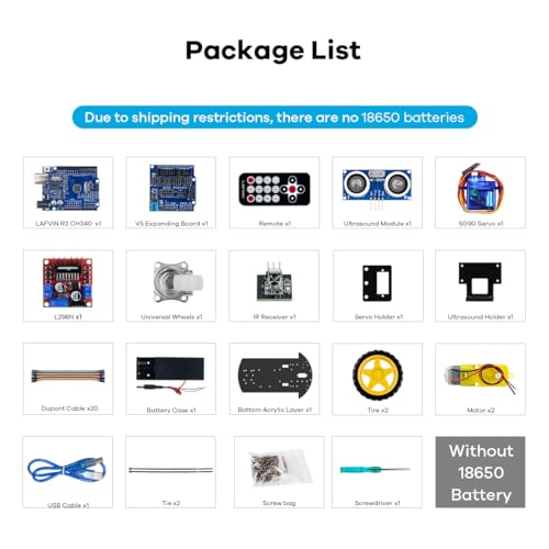 LAFVIN 2WD Smart Robot Car Kit with R3 Board, Ultrasonic Sensor, L298N Motor Driver, IR Remote Control, Obstacle Avoidance STEM Educational DIY Kit for Adults Beginners - size: V1