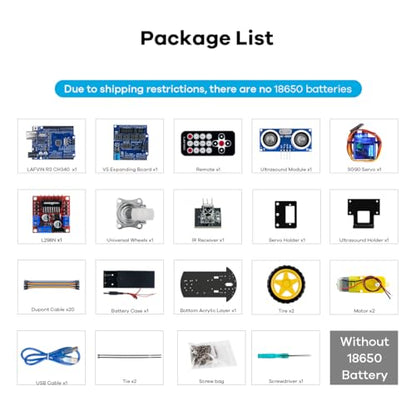 LAFVIN 2WD Smart Robot Car Kit with R3 Board, Ultrasonic Sensor, L298N Motor Driver, IR Remote Control, Obstacle Avoidance STEM Educational DIY Kit for Adults Beginners - size: V1