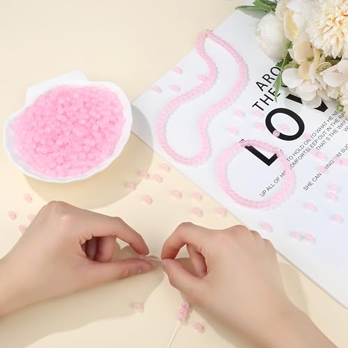 500Pcs Pink Glass Beads for Bracelets - color: Pink