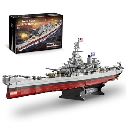 WW2 Military USS Missouri Battleship Building Set, Large-Sized Warship, A Gift Compatible with Lego for Military Collection(2228 Pcs) - style: USS Missouri
