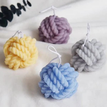 Candle Molds - Silicone Mold for Candles Making, DIY 3D Moulds for Soy Wax, Beeswax, Scented Candle, Valentine's Day Gifts (Knitted Ball) - color: Knitted ball