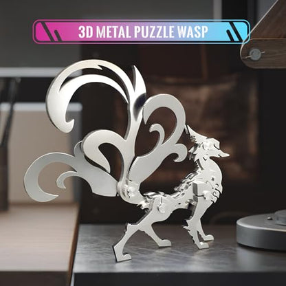 FILASLFT 3D Metal Puzzles for Adults,Model Kit Little NineTailed Fox - color: A6-little Nine Tailed Fox-silvery