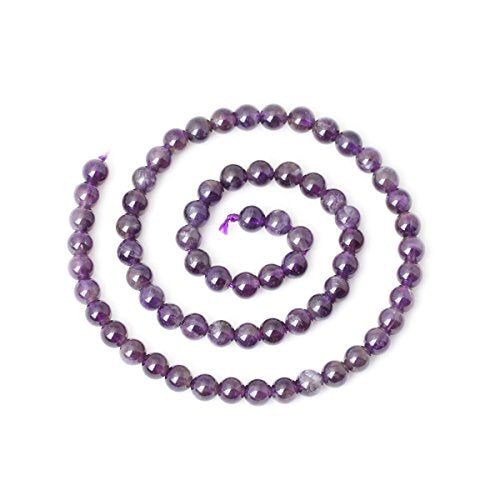 60PCS 6mm Natural Amethyst Gemstone Round Loose Beads Crystal Energy Stone Healing Power for Jewelry Making 1 Strand 15" - color: amethyst, size: 6mm