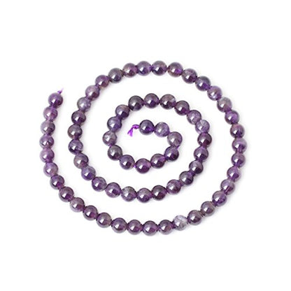 60PCS 6mm Natural Amethyst Gemstone Round Loose Beads Crystal Energy Stone Healing Power for Jewelry Making 1 Strand 15" - color: amethyst, size: 6mm