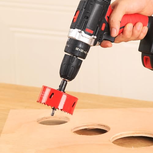 2-1/2 inch Bi-Metal Hole Saw Drill Bit - Ideal for Circular Cuts in Wood, Plastic, and Sheet Metal - 1-3/16" Cutting Depth - Includes Arbor and Pilot Bit - size: 2-1/2"(64mm)