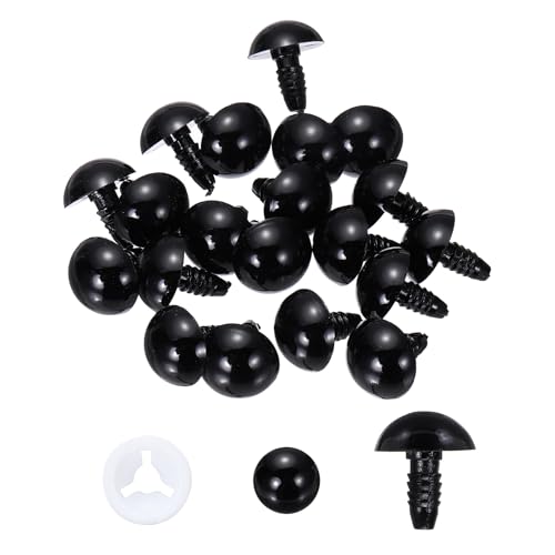 PATIKIL 16mm Safety Eyes, 20 Pcs Plastic Craft Eyes with Protective Film with Washers for Stuffed Animals Crochet Toys Dolls DIY Craft Making, Black - size: 16mm