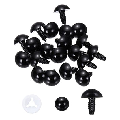 PATIKIL 16mm Safety Eyes, 20 Pcs Plastic Craft Eyes with Protective Film with Washers for Stuffed Animals Crochet Toys Dolls DIY Craft Making, Black - size: 16mm