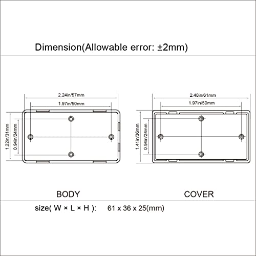 LeMotech Project Box 10 Pieces ABS Plastic Electrical Project Case Small Junction Box for Electronics Black 2.4 x 1.4 x 1 inch (61 x 36 x 25 mm) - size: 2.40" x 1.42" x 1.0"(10pc)