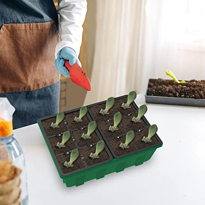 Gardzen 10 Pack Seed Starter Trays with Dome and Green Base 120 Cell - size: 12-Cell Black 10-Pack