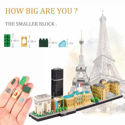 Paris Skyline Micro Building Blocks Set, Eiffel Tower & Louvre Model