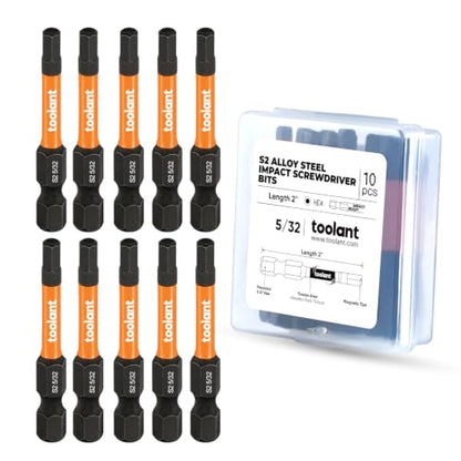 toolant 5/32-inch Impact Hex Bit Set, 10-Piece, 2-inch - size: 5/32"(10pcs)