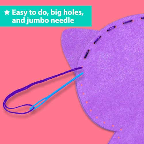 KRAFUN Beginner Sewing Kit, Sew Kitten & Mouse, Pre-Cut Felt, Kids Ages 5+ - color: Kitten