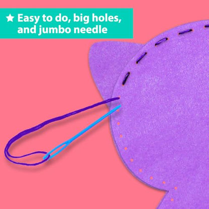 KRAFUN Beginner Sewing Kit, Sew Kitten & Mouse, Pre-Cut Felt, Kids Ages 5+ - color: Kitten