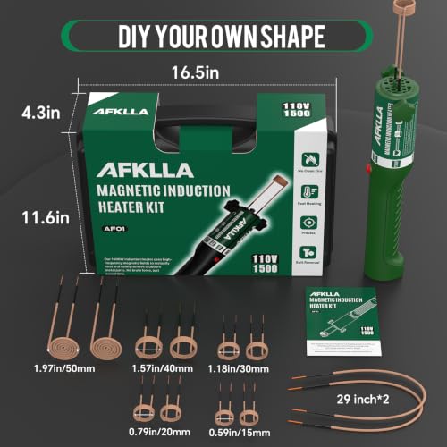 Induction Heater Bolt Removal, 1500W 110V Magnetic Heat Induction Tool with 12 Coils, Bolts Heating Kit for Rusty Screw, Nuts, Bearings Removal Green - color: 12Coils-Green