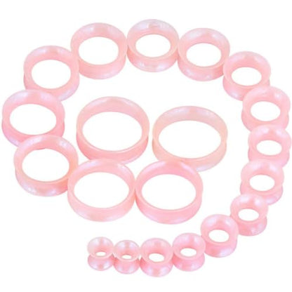Oyaface 20 PCS Piercing Tunnel Set Soft/Hard Silicone Flesh Ear Plugs 2g-25mm Flexible Ear Stretching Gauge Expander - color: Lightpink(thin)
