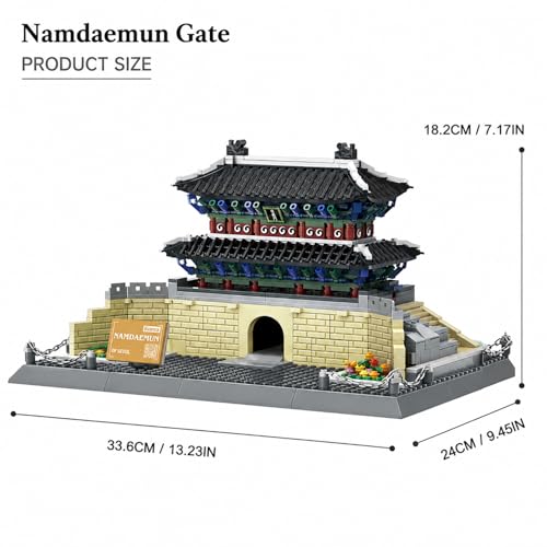 900Pcs The Namdaemun Gate Seoul South Korea Building Set World Landmark Architecture Model Collectible Toy for Kids and Adults - color: Namdaemun Gate
